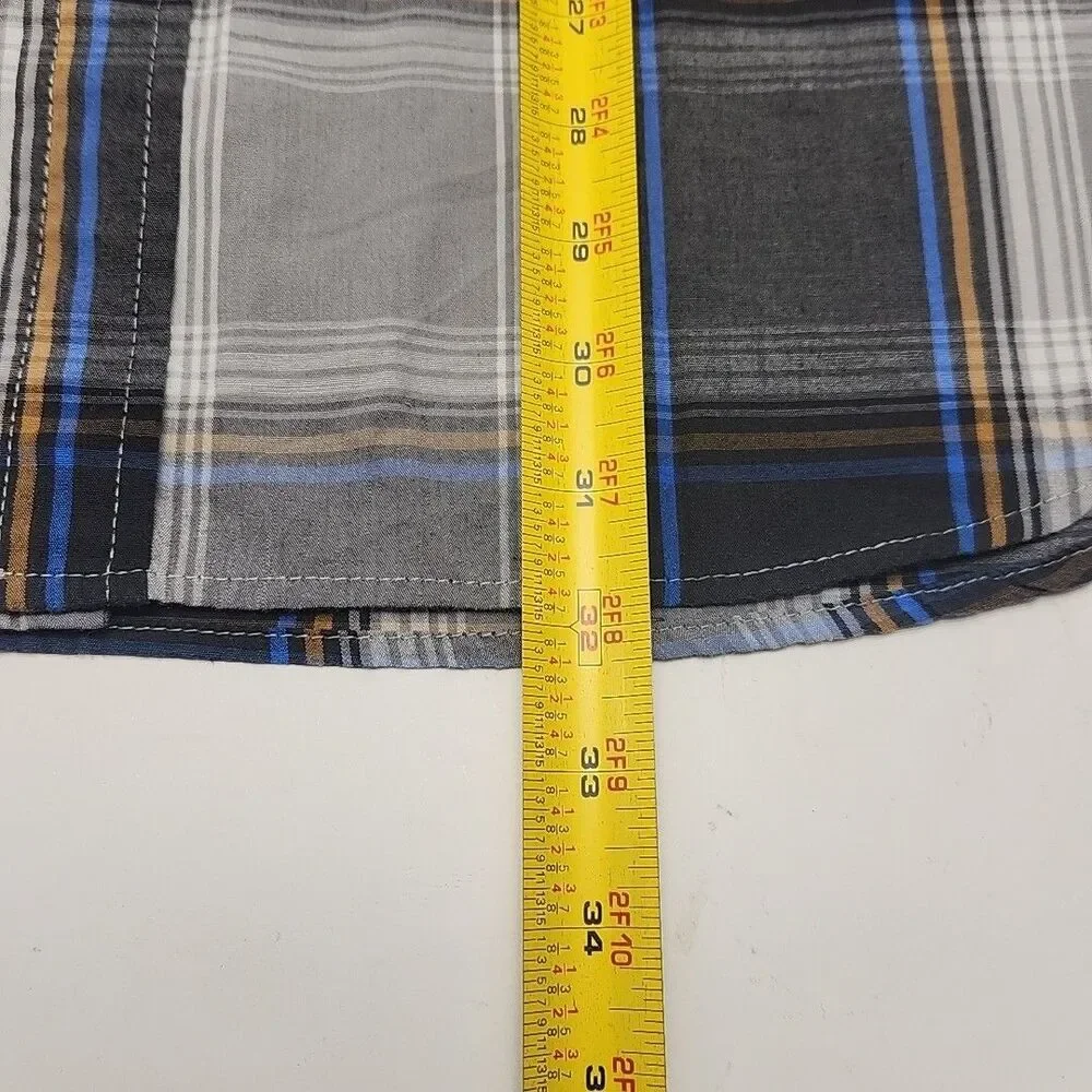 Levi's Shirt Western Cotton Pearl Snap Blue Gray Plaid Men Sz XL Standard Fit
